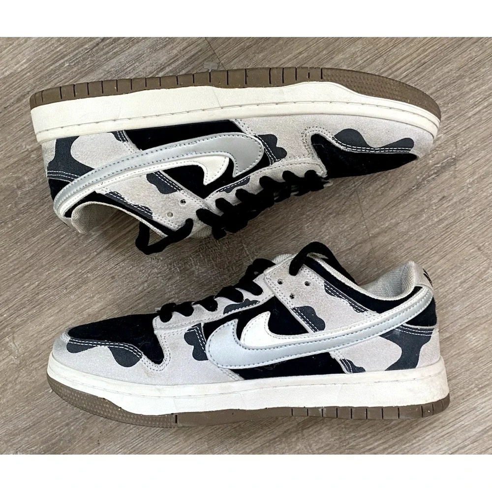Nike Dunk Low SE 85 Double‎ Swoosh Sail Military Panda Custom Sz 6 EU 37 Suede